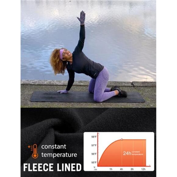 Thermal Shirts for Women Long Sleeve Fleece Tops Running Workout Cold Weather - Picture 4 of 7